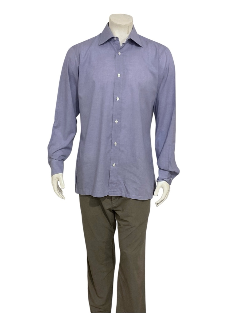 Charvet Men's Mini Check Blue Dress Shirt